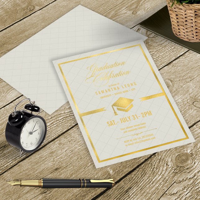 Invitation En Aluminium Diplôme avec capuchon doré Crème ID834 (Créateur téléchargé)