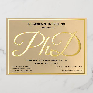 Invitation En Aluminium Diplôme de doctorat en or
