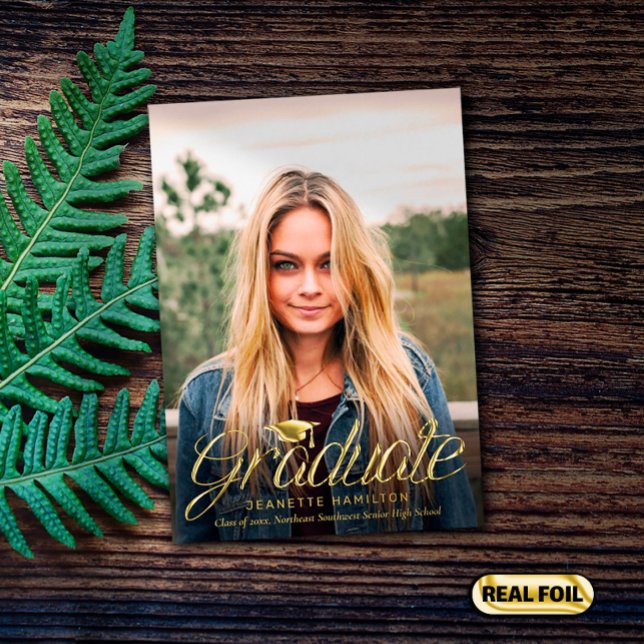 Invitation En Aluminium Diplôme de la photo avant/arrière du script arrond (Créateur téléchargé)