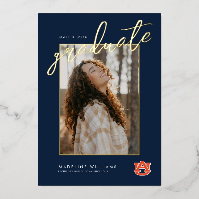 Invitation En Aluminium Diplômé de l'Université d'Auburn – Tigers d'Auburn (Recto)