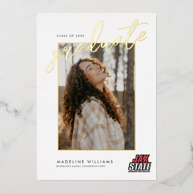 Invitation En Aluminium Diplômé de l'Université d'État de Jacksonville (Recto)