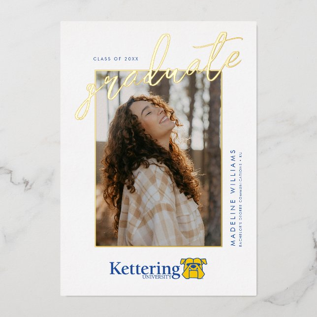 Invitation En Aluminium Diplômé de l'Université Kettering (Recto)