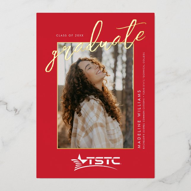 Invitation En Aluminium Diplômé de Texas State Technical College (Recto)