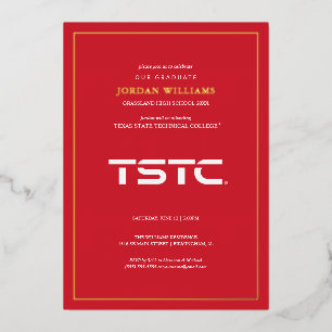 Invitation En Aluminium Diplômé de Texas State Technical College