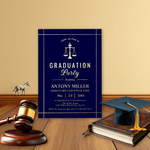 Invitation En Aluminium Diplôme d'or et de bleu de l'école de droit de 202