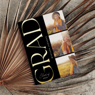 Invitation En Aluminium Diplôme en typographie latérale 2022 3 Photo Party