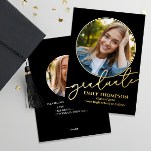 Invitation En Aluminium Diplôme Gold Script Multi-Modèle photo