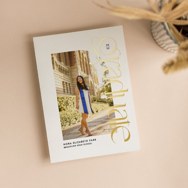 Invitation En Aluminium Diplômé moderne audacieux deux diplômes photo (Créateur téléchargé)