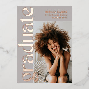 Invitation En Aluminium Diplômé Moderne Rose Gold Photo Diplôme En