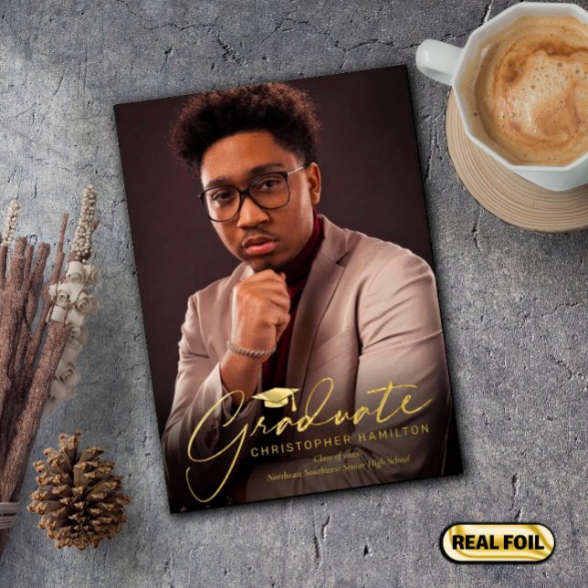 Invitation En Aluminium Diplôme photo avant/arrière du script libre (Créateur téléchargé)