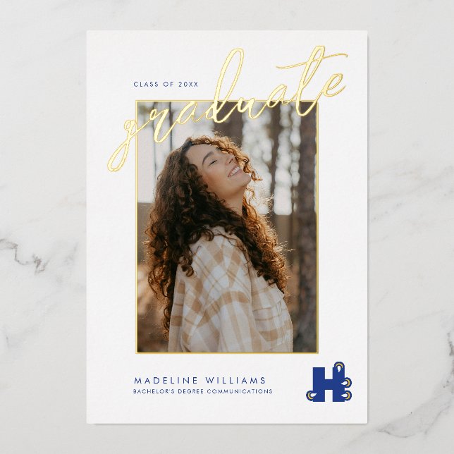 Invitation En Aluminium Diplômés de Hilbert College (Recto)