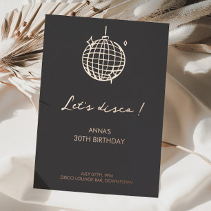 Invitation En Aluminium Disco Anniversaire minimaliste Foil