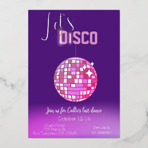 Invitation En Aluminium Disco Neon Bachelorette