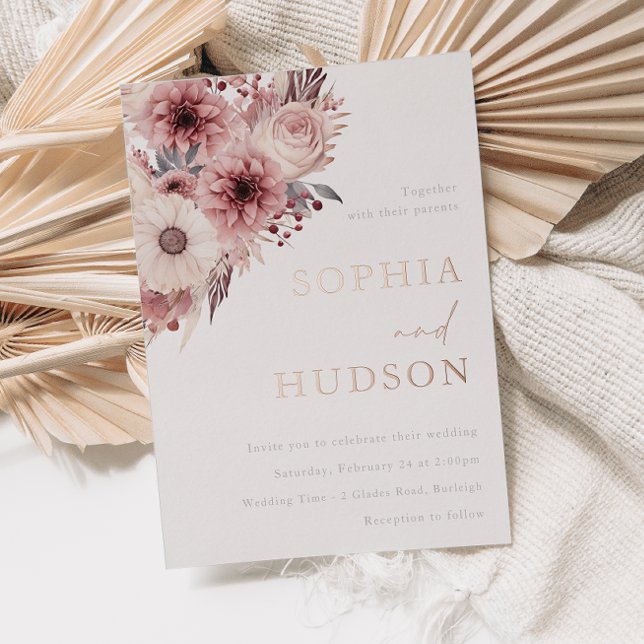 Invitation En Aluminium Divine Boho Blush Mariage Rose Gold (Créateur téléchargé)