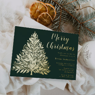 Invitation En Aluminium Divine Gold Foil Arbre de Noël Pine Vert
