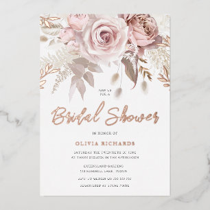 Invitation En Aluminium Divine Rose or Blush Fête des mariées florale