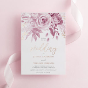 Invitation En Aluminium Divine rose rose Mariage Rose or