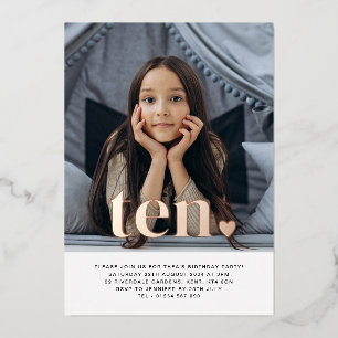 Invitation En Aluminium Dix Photo Anniversaire Rose Gold