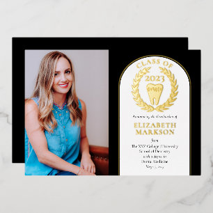 Invitation En Aluminium Docteur en médecine dentaire Photo Graduation Gold
