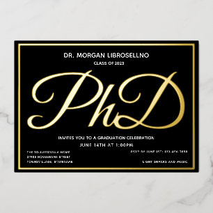 Invitation En Aluminium Doctorat en or noir