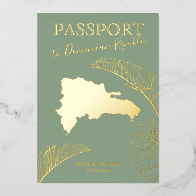 Invitation En Aluminium Dominican Republic Destination Wedding Passport (Recto)