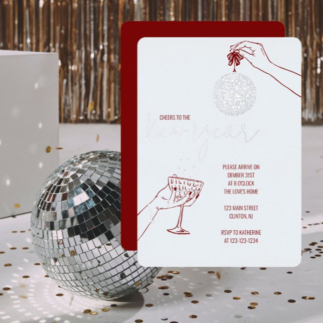 Invitation En Aluminium Doodle de fête du Nouvel An  (Créateur téléchargé)