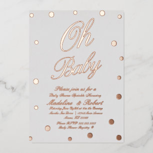 Invitation En Aluminium Dots Or Baby shower Moderne Pressés