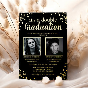 Invitation En Aluminium Double Diplôme Deux Photos