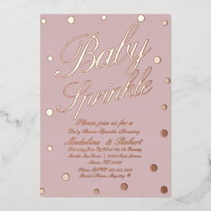Invitation En Aluminium Douce Baby Shower Paillettes Gold Dots Pressées 