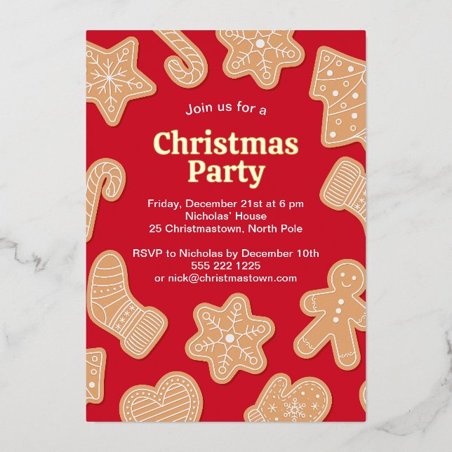 Invitation En Aluminium Douce biscuits de Noël au gingembre (Recto)