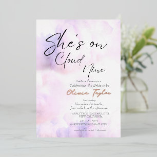 Invitation En Aluminium Douce Elle est sur un nuage 9 Rose doré Baby Showe