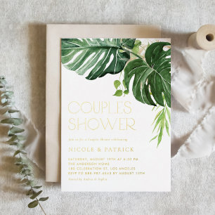 Invitation En Aluminium Douceur Aquarelle Feuilles de Monstera pour la Dou