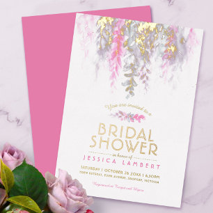Invitation En Aluminium Douceur rose pourpre or shower de mariage