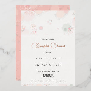 Invitation En Aluminium Douceur Roses de Thé Fête de Couple