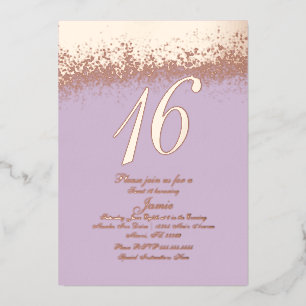 Invitation En Aluminium Douze ans sucrés Or Pressé Paillettes Lavande