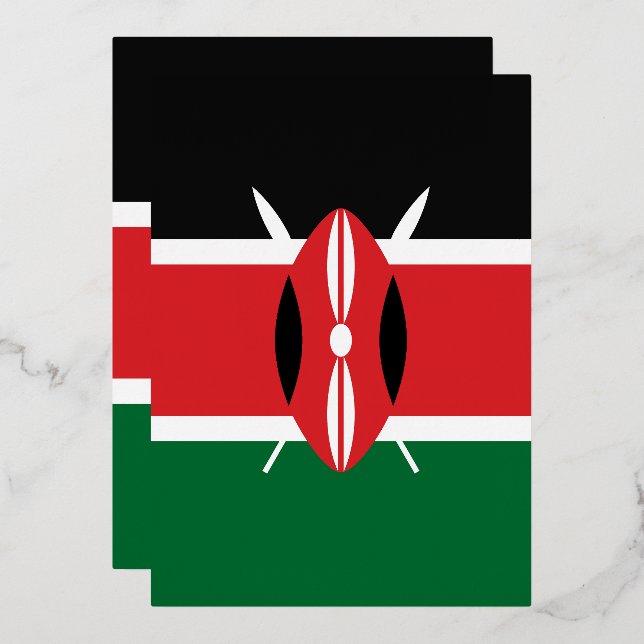 Invitation En Aluminium Drapeau du Kenya (Recto/Verso)