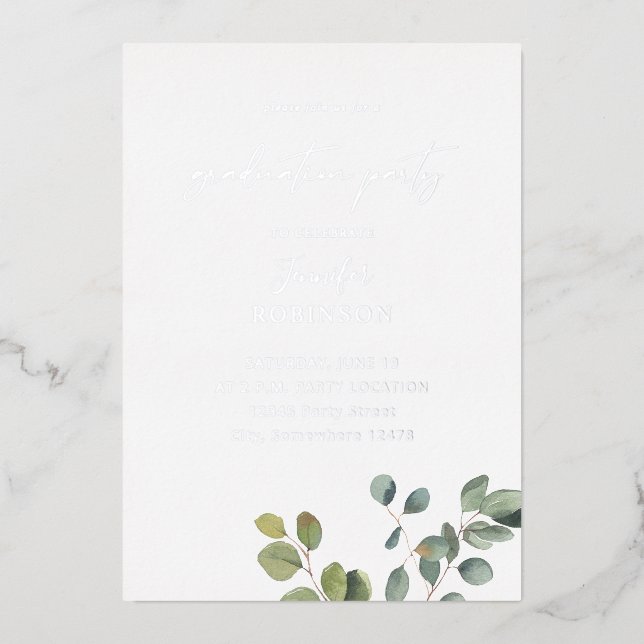 Invitation En Aluminium Duo de verdure d'eucalyptus rustique pour fête de  (Recto)