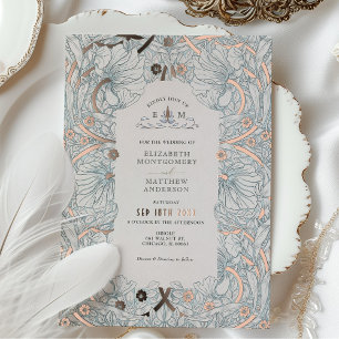 Invitation En Aluminium Dusty Blue Pimpernel Motif Vintage Morris