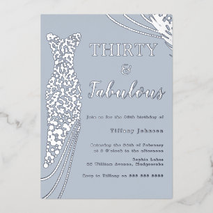 Invitation En Aluminium Dusty Blue & Silver Classic Élégant 30e anniversai