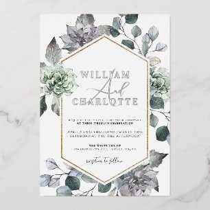 Invitation En Aluminium Dusty Blue & Silver Desert Mariage