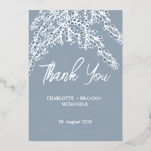 Invitation En Aluminium Dusty Feuille Mariage Merci argent