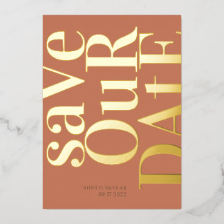 Invitation En Aluminium Dusty Orange Terracotta Enregistrer La Date