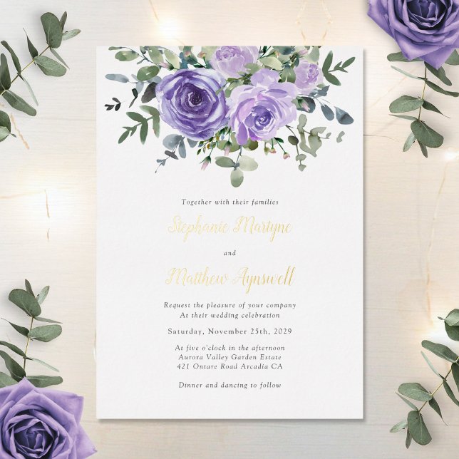 Invitation En Aluminium Dusty Purple Eucalyptus Mariage botanique (Créateur téléchargé)