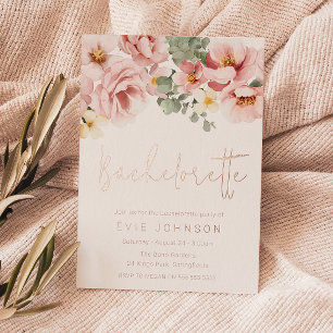 Invitation En Aluminium Dusty Rose Floral Bachelorette Party Rose Gold