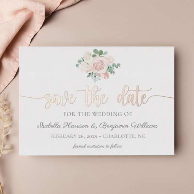 Invitation En Aluminium Dusty Rose Gold Enregistrer La Date Annonce (Créateur téléchargé)