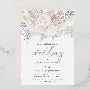 Invitation En Aluminium Dusty Rose & Ivory Boho Mariage Argent