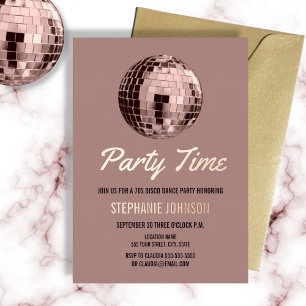 Invitation En Aluminium Dusty Rose Retro les années 70 Disco Ball Annivers
