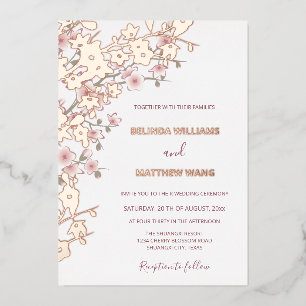 Invitation En Aluminium Dusty Rose Rose Gold Cherry Mariage