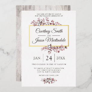 Invitation En Aluminium Dusty Rose Southern Cotton Boll Mariage botanique