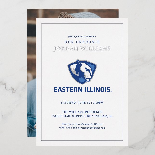 Invitation En Aluminium Eastern Illinois Panthers Head and Wordmark Logo (Recto/Verso)